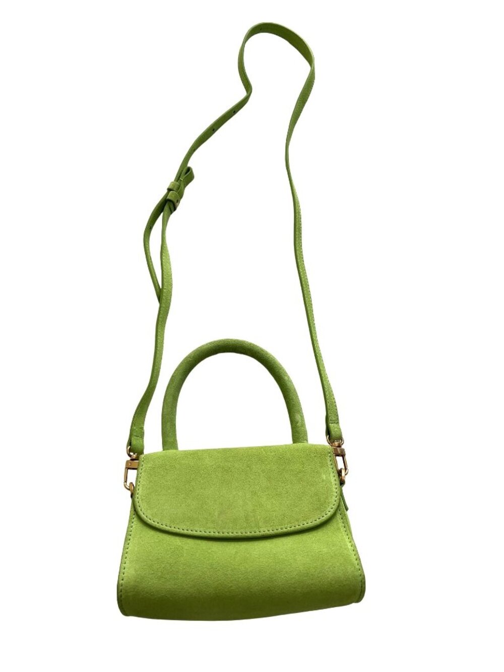 BY FAR Mini Suede Mini Handbag in Green